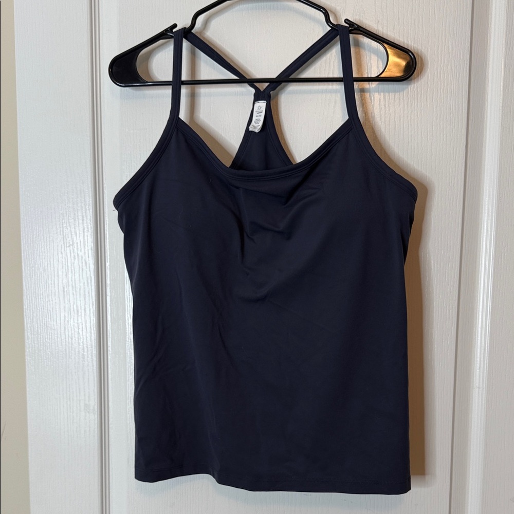 Aerie Offline Athletic Racerback Tank Top Built in Bra Navy Blue XXL